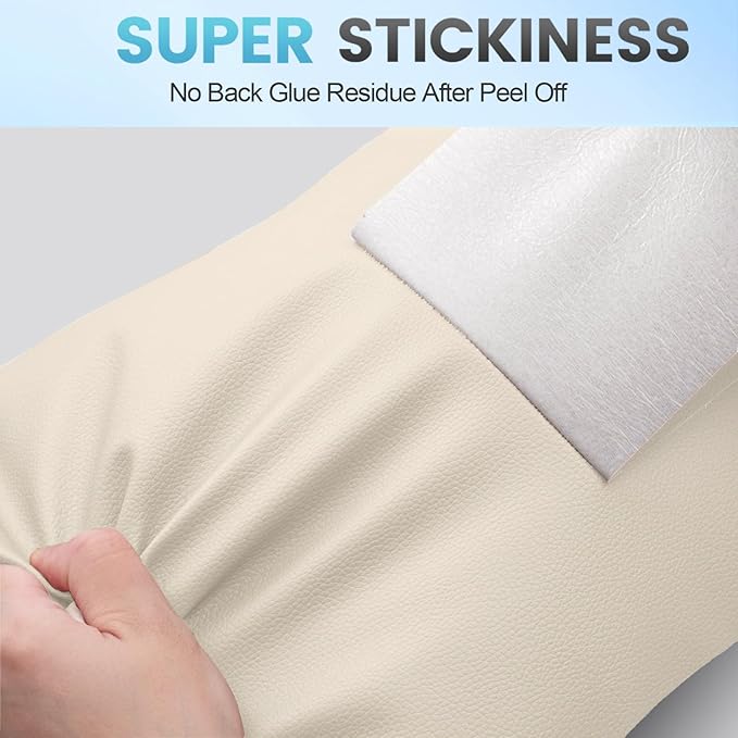 Leather Repair Patch Tape Kit, 16" x 30" Self Adhesive Leather Repair Patch for Furniture, Vinyl Leather Repair Kit for Car Seat, Chairs, Couch, Sofa, Boat Light Ivory
