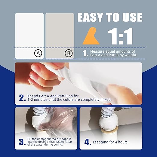 Epoxy Putty White - 14oz Fast Repair Pool & Plumbers Putty, High-Strong 2-Part Epoxy Clay for Metal Ceramic Tile Wood, Waterproof Leak Fix for Swimming Pool, Pipe, Crack, Hole, Sculpting