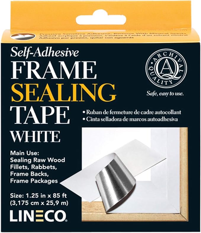 Lineco Archival Frame Sealing Tape, White, 1.25 Inch x 85 Feet | Acid-Free, Non-Yellowing, for Seal Framing Backing, DIY, Crafts