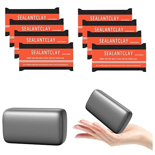 8 Pcs Gray Seal Putty,Waterproof Duct Seal Repair Sealing Clay & Moldable Silicone Putty,Ideal for Sealing Drain Connections, Wall Holes, and Air Conditioning Openings, Reliable and Efficient.