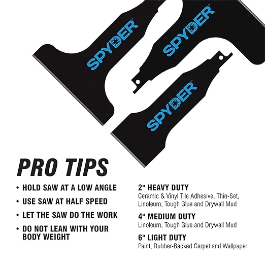 Spyder 2-Inch Scraper Blade Attachment for Reciprocating Saws, for Removing Tile, Linoleum, Adhesives, Mastics, and More (00319)