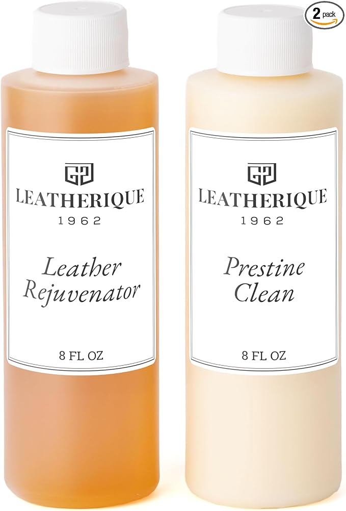 Leatherique Leather Care & Preservation Set - 8 oz | Leatherique Rejuvenator Oil & Prestine Clean 2-Step System | Softens, Conditions & Preserves Leather | Perfect for Cars, Furniture, Saddles & More