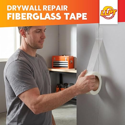 LLPT Drywall Repair Fiberglass Tape 4” x 100 Feet Industrial Grade Extra Strength Fiber Mesh Heavy Duty Self Adhesive for Seam Patch Wall Crack Seam Repair Color White (DRF410)