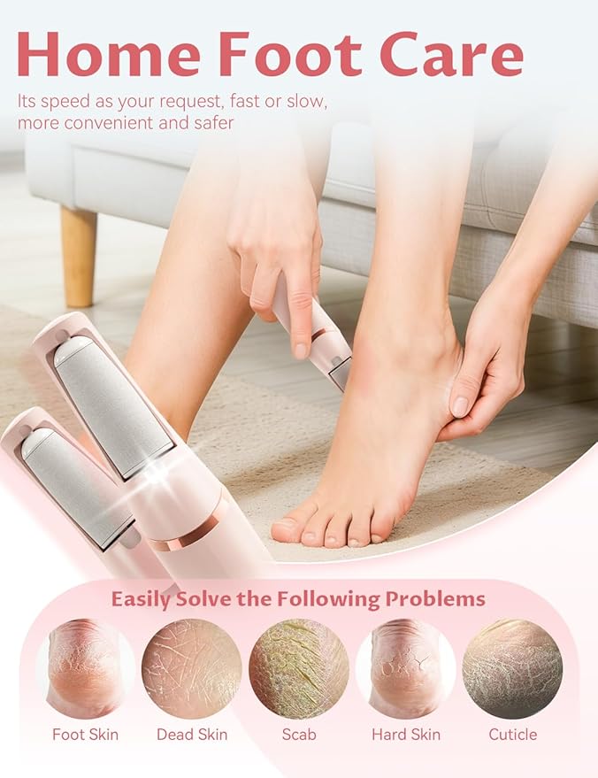 Callus Remover, Upgraded 3rd Electric Callus Removers for Feet, Foot File Callus Remover Pedicure Tools with 2 Speeds, for Dry/Calluses/Cracked/Hard Skin - Soft Smooth Skin (Pink)