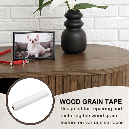 PATIKIL Wood Grain Tape 12" x 32 ft, Self-Adhesive Wood Texture Repair Tape Realistic Wooden Effect Patch for Furniture Cabinets Floor Walls, White Wood Grain