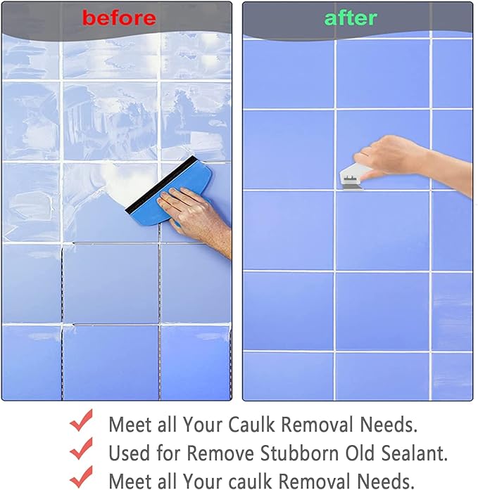 11 Piece Set ，Professional Caulking Tool Kit with Sealant Finishing Tools，Easy Silicone Caulking with Guides，Caulk Removal Tools and Fill Removal Tool Silicone Fill