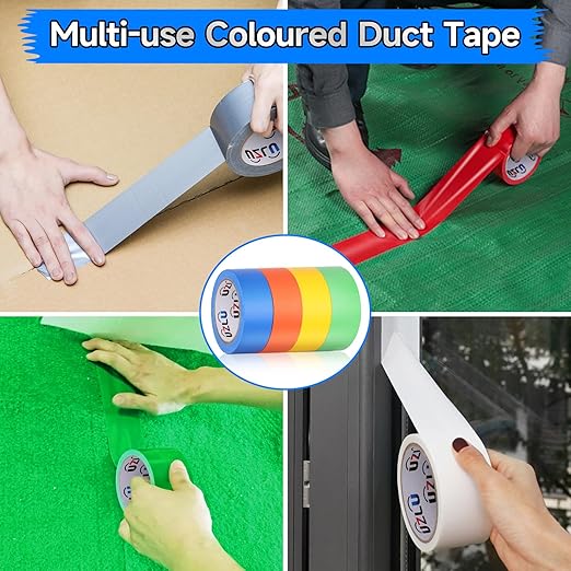 12PCS Rainbow Colored Duct Tape Bulk, 20 Yards x 1 Inch Duct Tape Heavy Duty Waterproof, No Residue, Bright Duct Tape Colors and Patterns for Packaging, Arts Crafts, Color-Coding, and DIY Projects