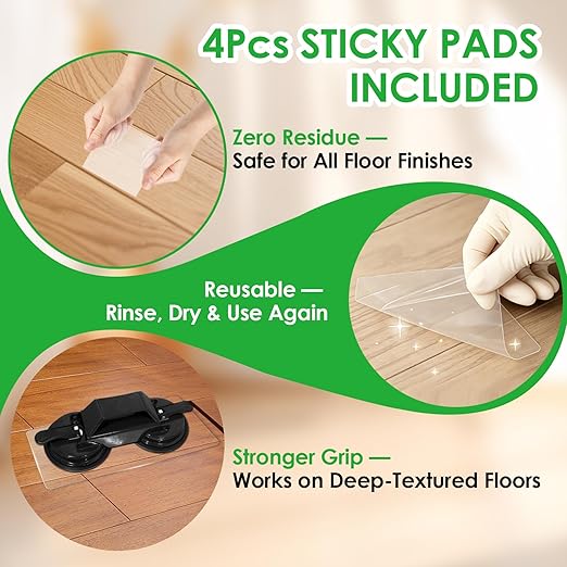 Floor Gap Fixer Tool for Laminate Floor Gap Repair, Heavy Duty Dual Suction Cups with 45° Striking Surface, Includes Rubber Mallet, Sticky Pads & Gloves for Vinyl Plank, LVP & Hardwood
