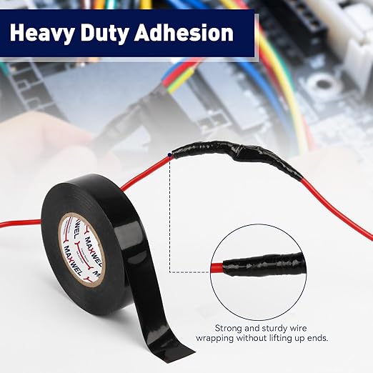 5 Rolls PVC Black Electrical Tape – Vinyl Professional Electric Tape, Waterproof, Flame Retardant, 3/4 in x 66 ft per Roll, Multipurpose Wire & Cable Insulation for Home, Auto & Industrial Use