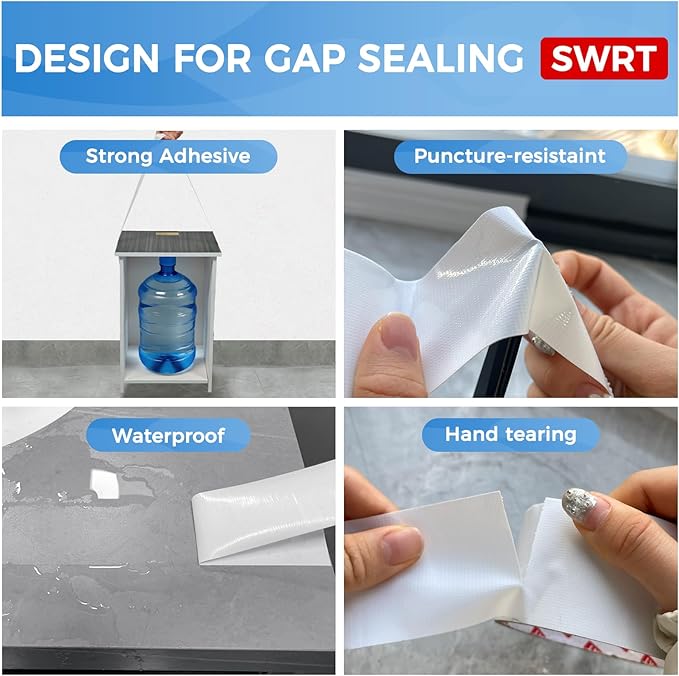SWRT White Window Weather Sealing Tape, 2 in X 90 FT Summer Window Insulation, Air Conditioner and AC Seal, Self Adhesive Residue Free, Blocks Hot Air, Dust and Insects for Doors and Windows