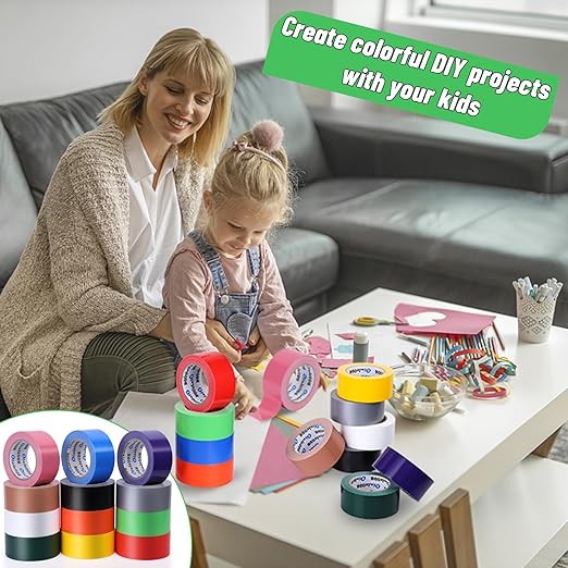 Rainbow Colored Duct Tape Bulk 2 Inch x 360 Yards,12 Bright Duct Tape Assorted Colors Rolls, Waterproof Heavy Duty Duct Tape, Colored Duct Tape Multipack for Arts Home Office School DIY Craft