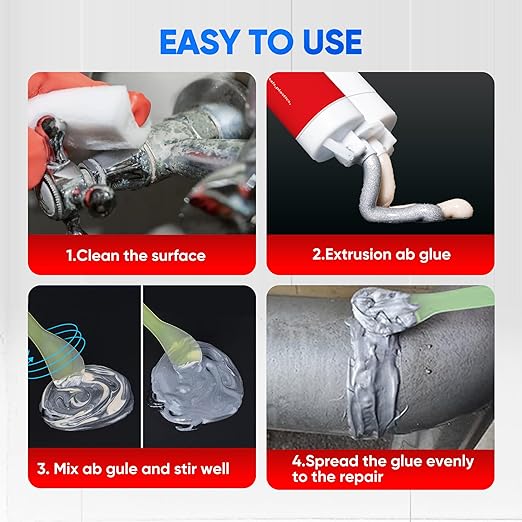 Metal Glue, Heavy Duty 2 Part Epoxy Weld Adhesive, High Strength Waterproof Repair Glue for Metal, Plastic, Ceramic, Fiberglass, Glass, Wood, Automotive, Plumbing, Construction Projects(1.76oz)