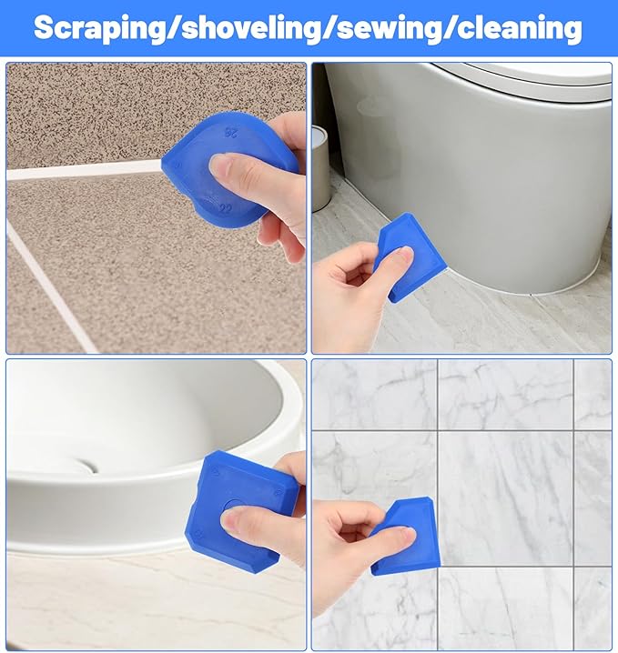10 Pcs Silicone Caulking Tool, Caulking Tool Set with Sealant Remover & Scraper for Kitchen Bathroom Floor Window Sink Sealing (Blue)