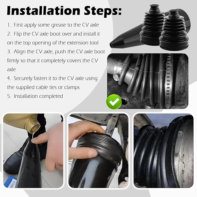 CV Boot Repair Kit,Water&Dust Resistant CV Axle Boot Repair Kit with CVs Boots Clamps & Expander Tool,Professional CVs Joint Boots Kits for Calibers 3.56",2.96",2.46"