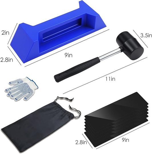 10PCS Floor Gap Fixer Tool Kit, Floor Repair Tools with Upgrade 60° Angle Nylon Block, Rubber Mallet & 6 Washable Adhesive Pads, Plank Grabber for Vinyl Laminate Hardwood Flooring Repair