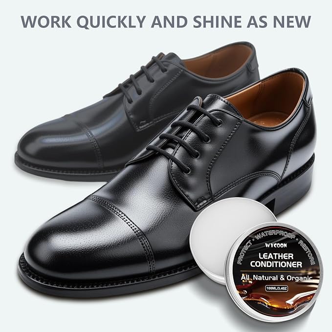 Leather Recoloring Balm with 100ml Mink Oil Conditioner | Light Brown Repair Kit, Dye & Color Restorer for Furniture, Sofa,Car Seats, Bags | Restore Faded & Scratched Surfaces