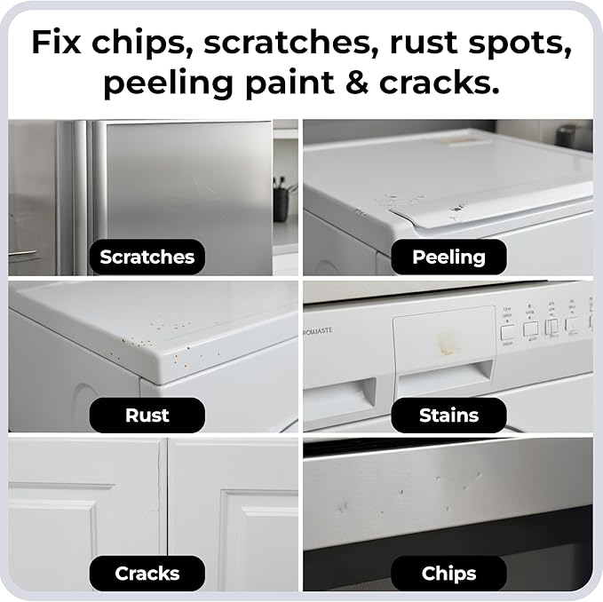spot. High-Gloss White Touch Up Paint – Porcelain and Appliance Repair for Chips, Stains, Scratches, and Cracks on Fridges, Microwaves, Dishwashers, Dryers, Tiles, and Metal Surfaces – 1 fl oz