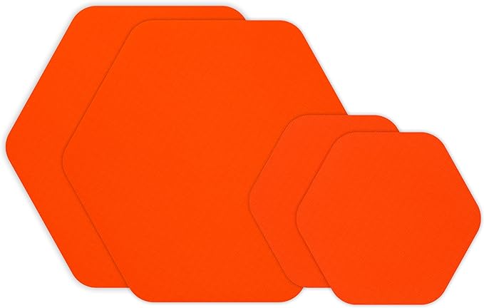 GEAR AID Tenacious Tape Hex – 2.5” & 1.5” Repair Patches (4 Patches: Two 2.5” & Two 1.5”, Orange) – Peel-and-Stick Outdoor Nylon Fabric to Fix Holes and Burns in Down Jackets, Rain Gear and Tents
