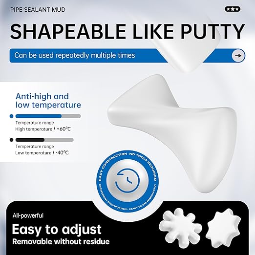 6 Pcs White Seal Putty,Waterproof Duct Seal Repair Sealing Clay & Moldable Silicone Putty,Ideal for Sealing Drain Connections, Wall Holes, and Air Conditioning Openings, Reliable and Efficient.