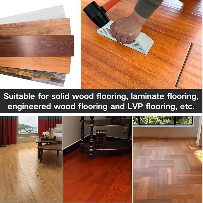 Floor Gap Fixer Tool, Heavy Duty LVP Flooring Tools with Plank Grabber, 3 Reusable Pads and Storage Bag, Ideal for Laminate, Wood & Vinyl Flooring