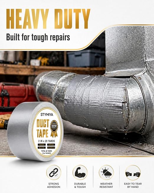Silver Duct Tape Heavy Duty: Wide Waterproof Outdoor Duck Furniture Repair Tape Bulk - Strong Adhesive Weather UV Resistant No-Residue Masking Tapes Patterns Variety Pack (3, Grey)