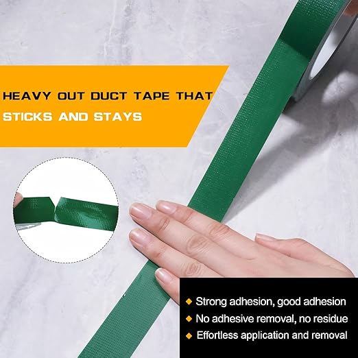 Green Duct Tape 1 Inch x 33 Yards, Heavy Duty Waterproof Repair Tape, Easy to Tear Colored Cloth Tape for DIY Craft, Camping, Home Maintenance & Packing