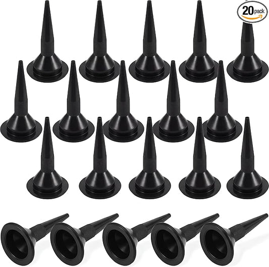 Outus 20 Pcs Caulking Nozzles Cones Nozzles Caulking Tips Replacement for Sausage Applicator Tool (Black)