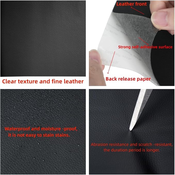 Leather Repair kit for Furniture,4 x 99 inches Self Adhesive Tape,Vinyl Repair kit Stickers,Leather Repair kit car Interior,Leather Patches,Leather seat Repair kit for Cars,Sofa,Couch(Black)