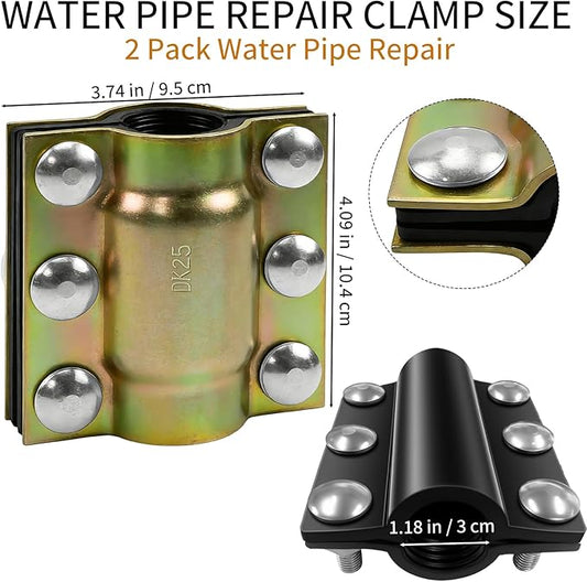 2 Pack Water Pipe Repair Clamps, Leak Sealer for 1.18 in Pipes and Plumbing, Pipe Fittings with Wrench for PVC/PE/PPR Pipes,Steel/Iron Pipes