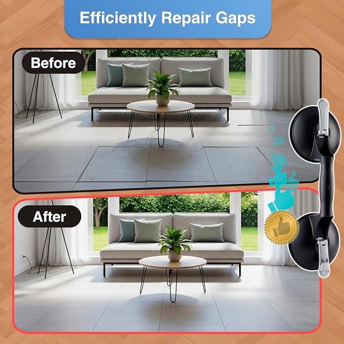4PC Laminate Flooring Tools, Floor Gap Repair Tool Set with Suction Cup & Rubber Mallet Hammer, Fixer Tool for Floating Wood Floors
