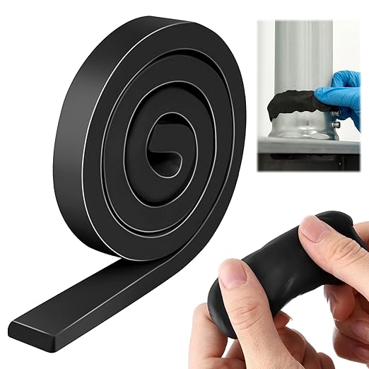 Moldable Silicone Putty, Non Hardening Multi Purpose Duct Seal Compound for Metal, Glass, Wood, Ceramic, Crafts, Heat Resistant and Waterproof, 1.5 ft x 0.32 in(Black,1 Pack)