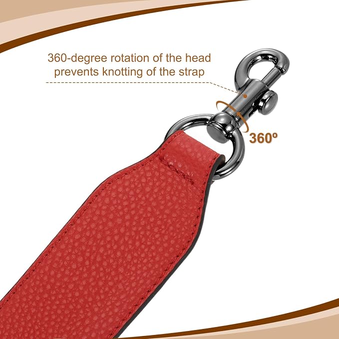 uxcell 22.83 Inch PU Leather Short Bag Strap with Clasp, Purse Handles Handbags Replacement Straps for Clutch Bag Crossbody Underarm Bags, Red, Metallic Black Buckle