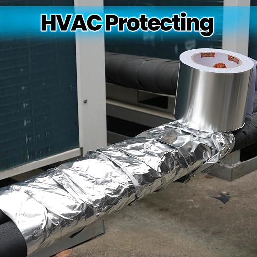 TAPEBEAR Aluminum Foil Tape 6" x 150FT, Heat Reflective Professional Heat Resistant Tape Insulation Heat Shield Silver Metal Tape for Dryer Vent, HVAC, Air Ducts, Metal Repair, AC Vents