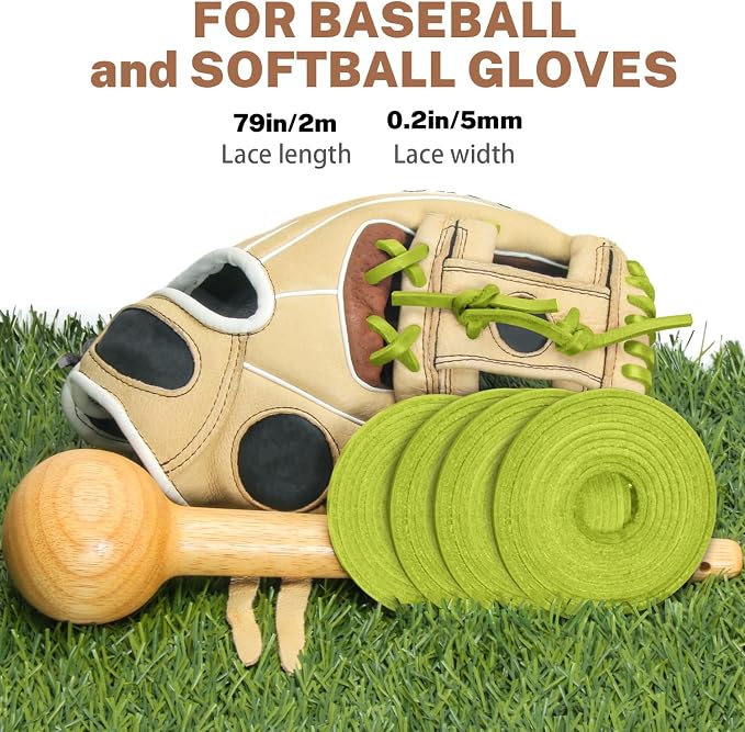 Softball Baseball Glove Lace, Mitt Lace Repair Kit Includes 2 Leather Laces and Lacing Needle for Catcher's Glove