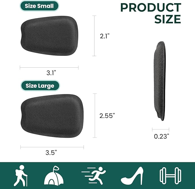 Shoe Tongue Pads for Men & Women - Welnove 4 Pairs Suede Memory Foam Shoe Padding Cushion Soft Self Adhesive Inserts Filler for Boots, Leather Shoes, Dress Shoes, Loafers (Black, Size L)