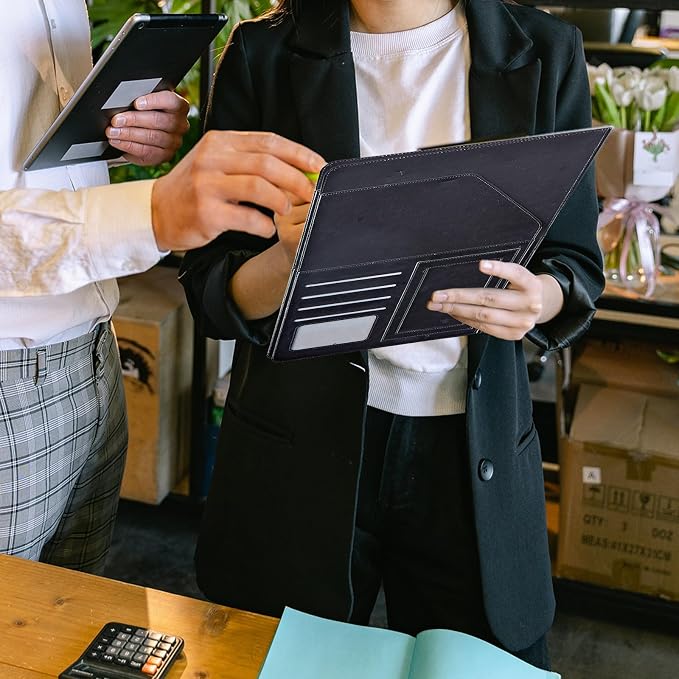 Padfolio Folder with Clipboard,Portfolios Organizer Clipboards with Storage Clipboard Writing Pad PU Leather Conference Document Organizer with Business Card Holder,Running Horse