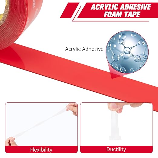 3M Heavy Duty Double Sided Tape 2''x15.4Ft 0.04in Thick Clear 4910 | Adhesive Waterproof Mounting Tape Foam Tape for Car Home Office Decov