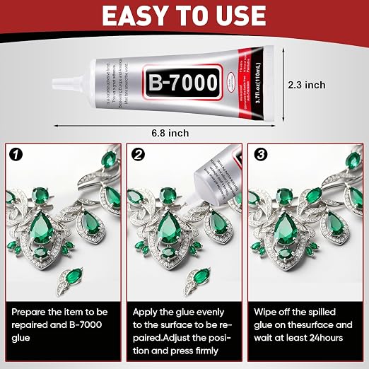 10 PCS 110ml B7000 Glue Clear with Precision Tip, Bedazzling Glue, Rhinestones Glue, Craft Glue, Jewelry Glue for Rhinestone Crafts Shoes Jewelry Making DIY Craft Makeup Nail Art Glass
