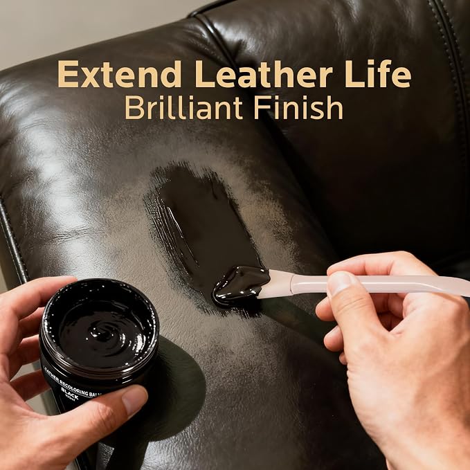 Brown Leather Recoloring Balm: Leather Color Restorer Conditioner, Leather Repair Kits for Vinyl Furniture Sofa Car Seats Shoes - Dye on Scratches Fades Worn Surfaces