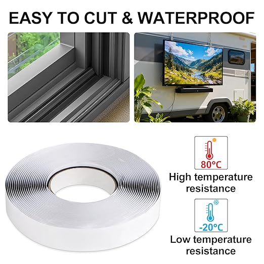 Butyl Tape 2m (6.6FT) - Premium Grade Butyl Rubber Snake Sealant Tape for Car Window/Headlight Leak Sealing & Repair