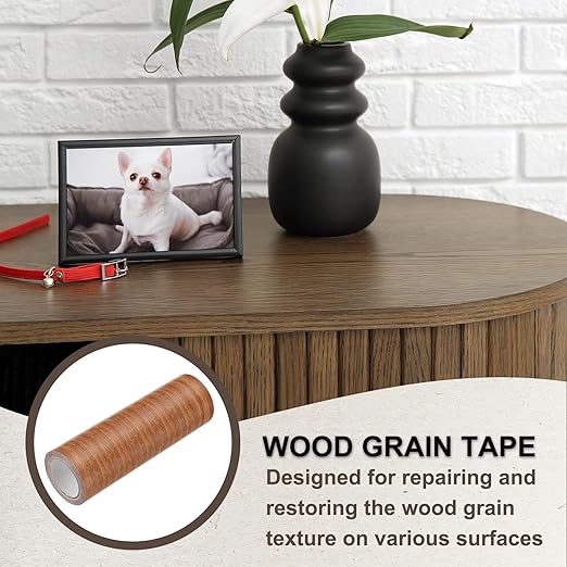 PATIKIL Wood Grain Tape 5.9" x 15 Ft, Self-Adhesive Wood Texture Repair Tape Realistic Wood Effect Contact Paper Patch for Furniture Cabinets Floor Walls Home Decoration, Orange Oak