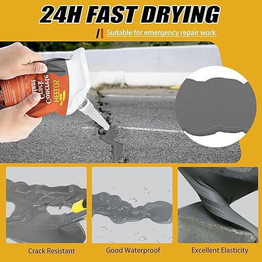 Concrete Crack Filler, 9Packs Premium Concrete Crack Sealant, Weather-Resistant Caulking Glue,Quick-Drying & Waterproof Repair Adhesive for Slabs, Driveways, Sidewalks (Grey)