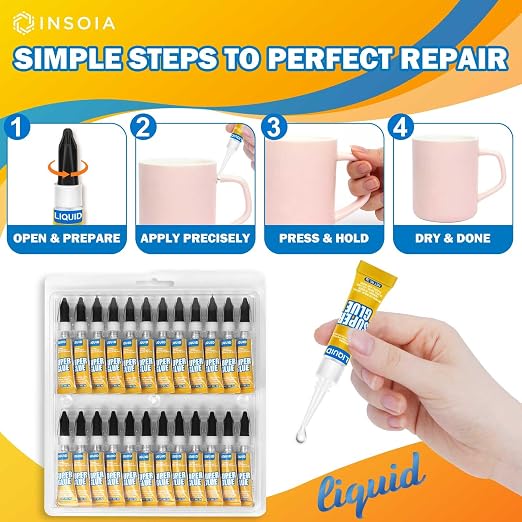 Super Glue Liquid Clear, 48 X 3g All Purpose Strong Adhesive Ca Glue Cyanoacrylate Quick Dry Instant Glue for Plastic, Metal, Ceramic, Shoe, Wood, Leather, Model, Rhinestone, Jewelry and DIY Crafts