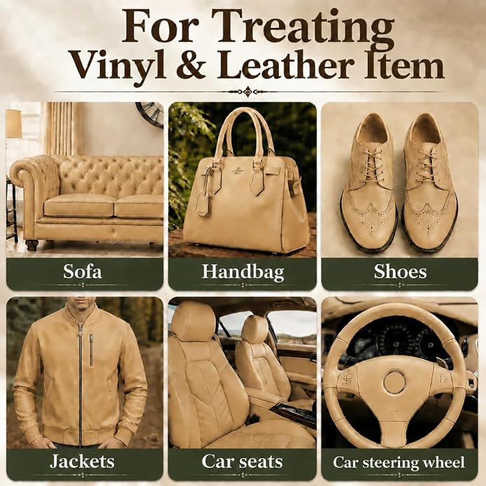 Leather Recoloring Balm, Leather & Vinyl Color Restorer Conditioner – Repairs Faded & Scratched Leather Color