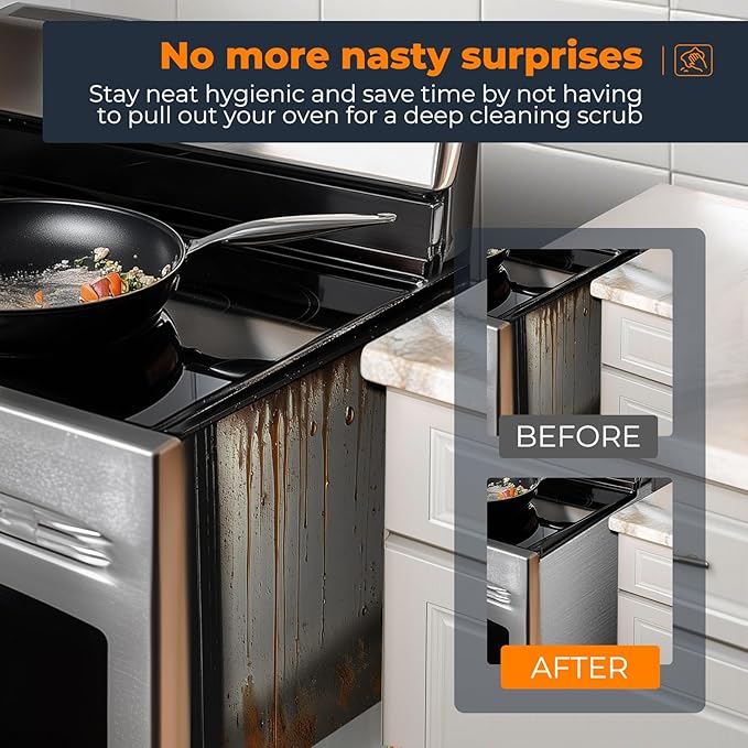 SEVCHY Silicone Stove Gap Covers (2 pack), Oven Gap Filler, Heat Resistant Stove Gap Filler, Seal Gap between Stovetop and Counter, Easy Clean (21 inch, Black)