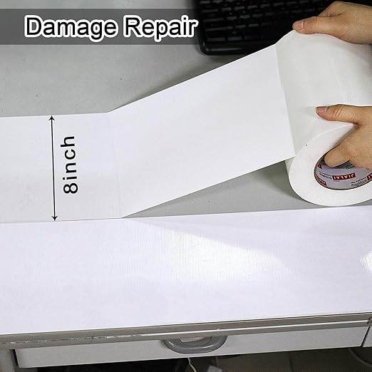 Wide Duct Tape, Industrial Grade 30Yards (90 ft) Wide 8'' Tape Duct, 9 Mil Heavy-Duty, Waterproof, Strong, Flexible, No Residue, for Crafts & Home Improvement (White, 8'' x 90ft)