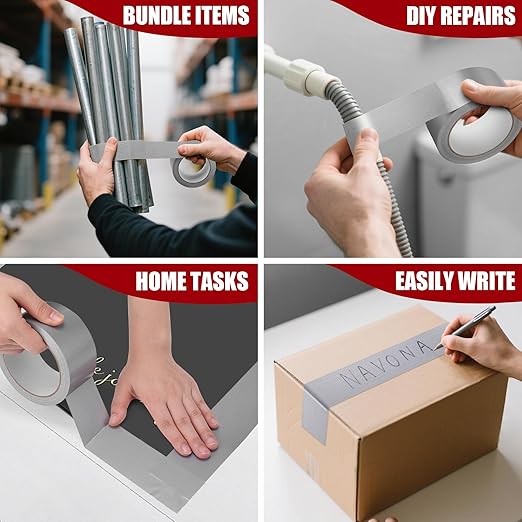 Navona Heavy Duty Duct Tape 20 Pack, 2 Inch x 400 Yards Gray Waterproof Multipurpose Tape, Strong Adhesive No Residue, Easy Tear by Hand for Home & Outdoor Repairs