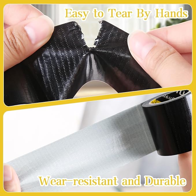 Strong Adhesive Cloth Weather Stripping Tape 2in x 16.4FT Black - Weather Sealing Strip for Sliding Windows/Doors, Draft Blocker & Insulation, Soundproof Dustproof Waterproof Windproof