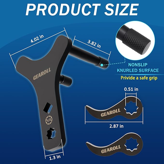 Lower Control Arm Prying Tool with Two Pry Bar Wrench Adaptor Head, Suspension Specialty Arm Lever Bushing Tool, Ratchet Pry Bar Attachment, Compatible with 1/2" Drive Extension Breaker Bar