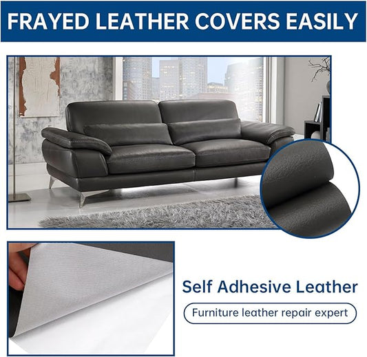 Leather Repair Patch, 35X79 Inch Self Adhesive Leather Repair, Large Vinyl Patch Tape for Couches, Furniture, Car Seats, Cabinets, Wall, Handbags （35X79 Inch, Dark Grey）
